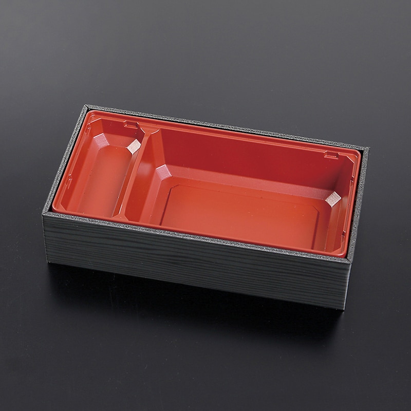 ケーピープラテック お重容器 Kウッド-11 中仕切・フタセット 黒部／エンジ 15枚/袋（ご注文単位18袋）【直送品】