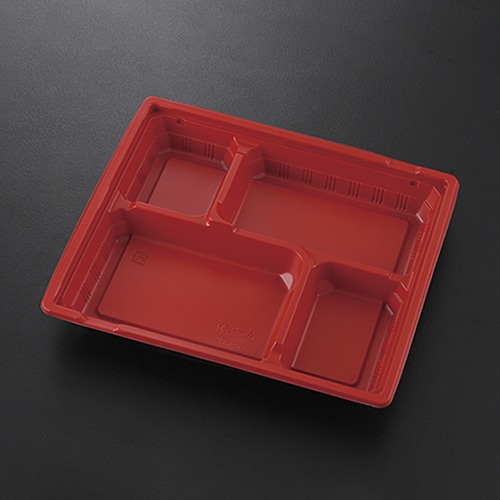 ケーピープラテック 弁当容器 KIP-4 フタセット 赤黒 50枚/袋（ご注文単位8袋）【直送品】