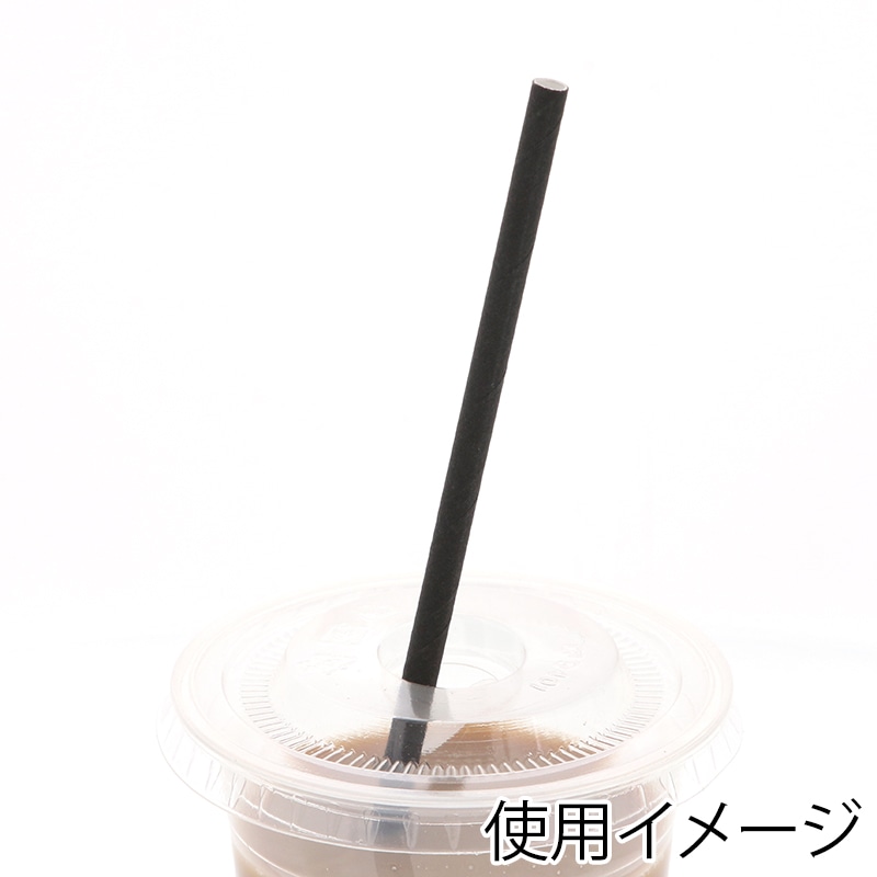 ケーピープラテック 紙ストロー 平口 6mm 裸 黒 500本/袋
