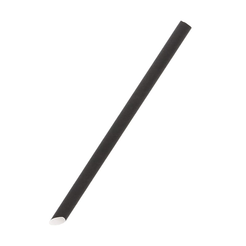 ケーピープラテック 紙ストロー 斜口 12mm 裸 黒 300本/袋