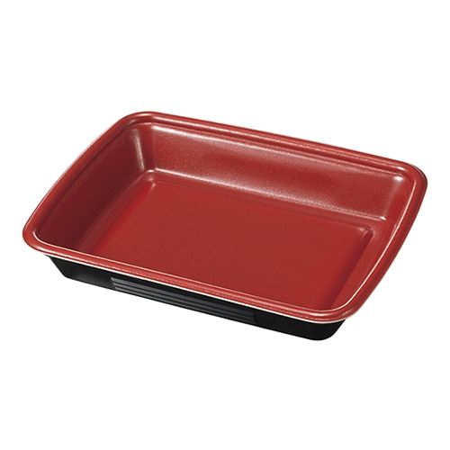 ケーピープラテック ランチ容器 Kランチ-6 本体 耐熱 赤黒 50枚/袋(ご注文単位16袋)【直送品】