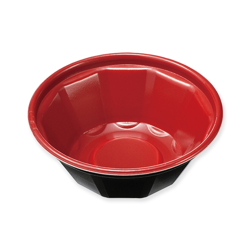 ケーピープラテック 丼容器　本体  KNB-185-R　赤黒 50枚/袋（ご注文単位12袋）【直送品】