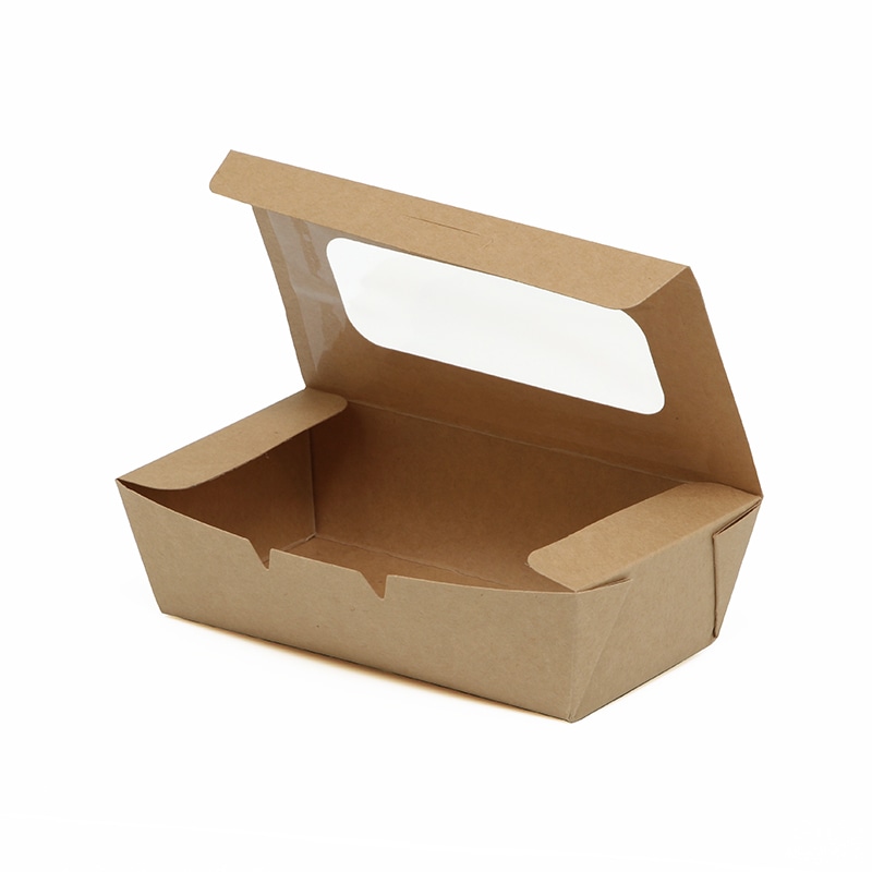 ケーピープラテック 食品容器 KMフードパック 中 窓付 クラフト 50枚/袋