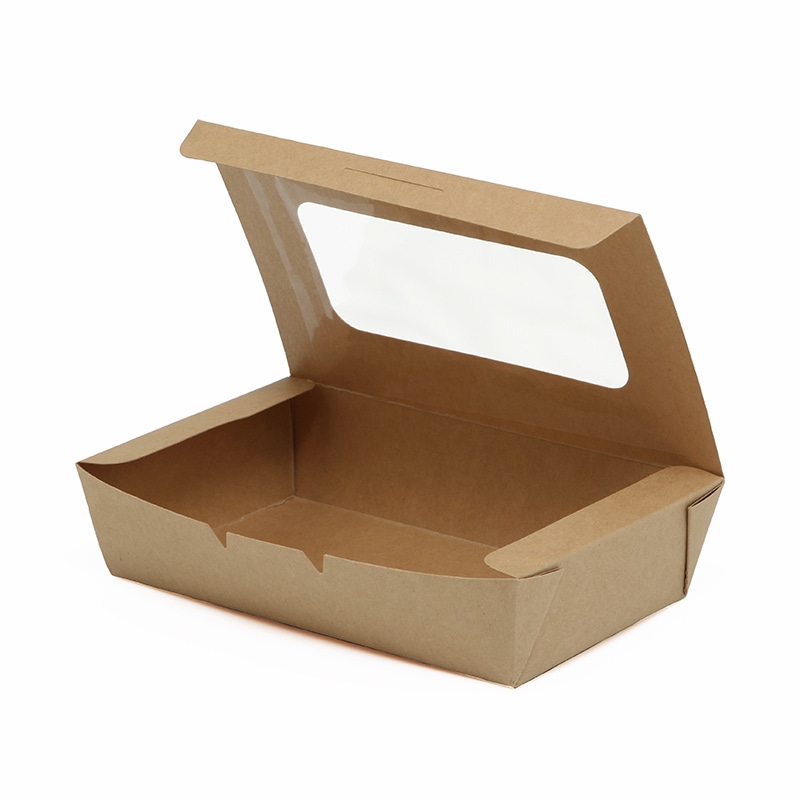 ケーピープラテック 食品容器 KMフードパック 大 窓付 クラフト 50枚/袋