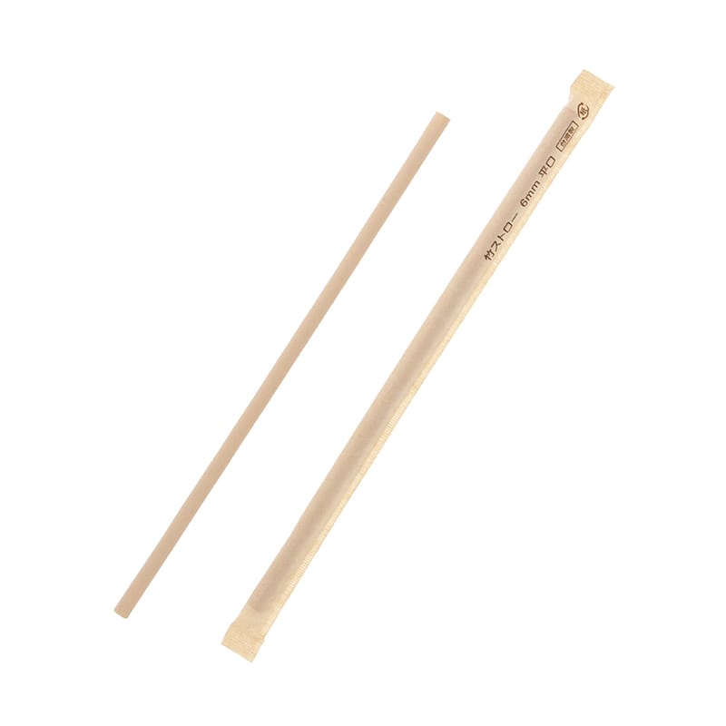 ケーピープラテック 竹ストロー 平口 6mm 単袋 400本/箱