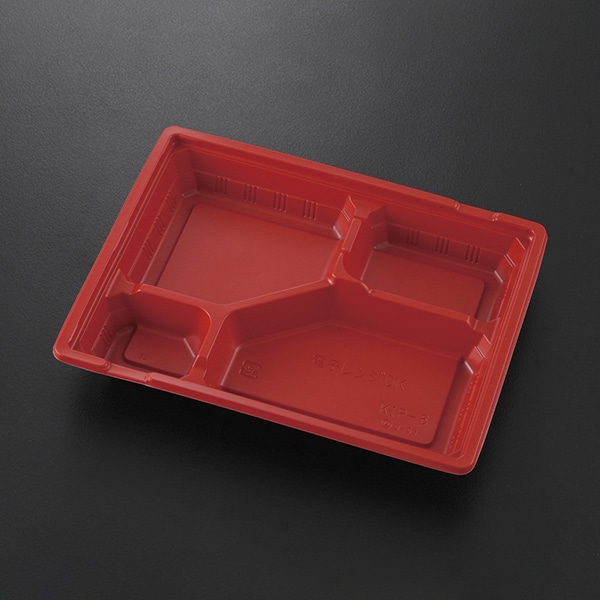 ケーピープラテック 弁当容器 KIP-6 フタセット 赤黒 50枚/袋（ご注文単位12袋）【直送品】