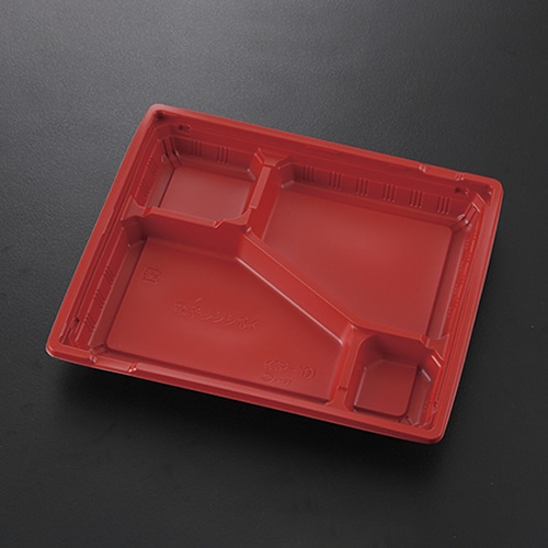 ケーピープラテック 弁当容器 KIP-101M 本体 赤黒 50枚/袋（ご注文単位16袋）【直送品】