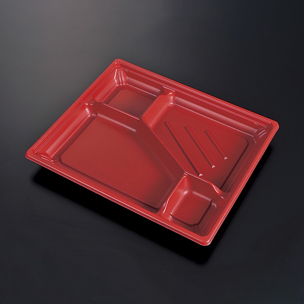 ケーピープラテック 弁当容器 KIP-501M 本体 赤黒 50枚/袋（ご注文単位12袋）【直送品】