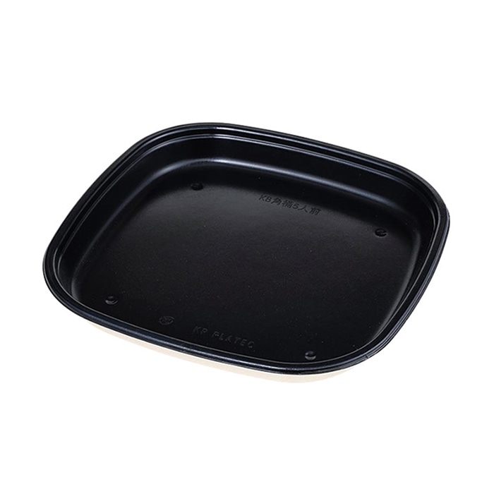 ケーピープラテック バガス寿司容器 KB角桶 本体 5人前 黒 10枚/袋（ご注文単位10袋）【直送品】