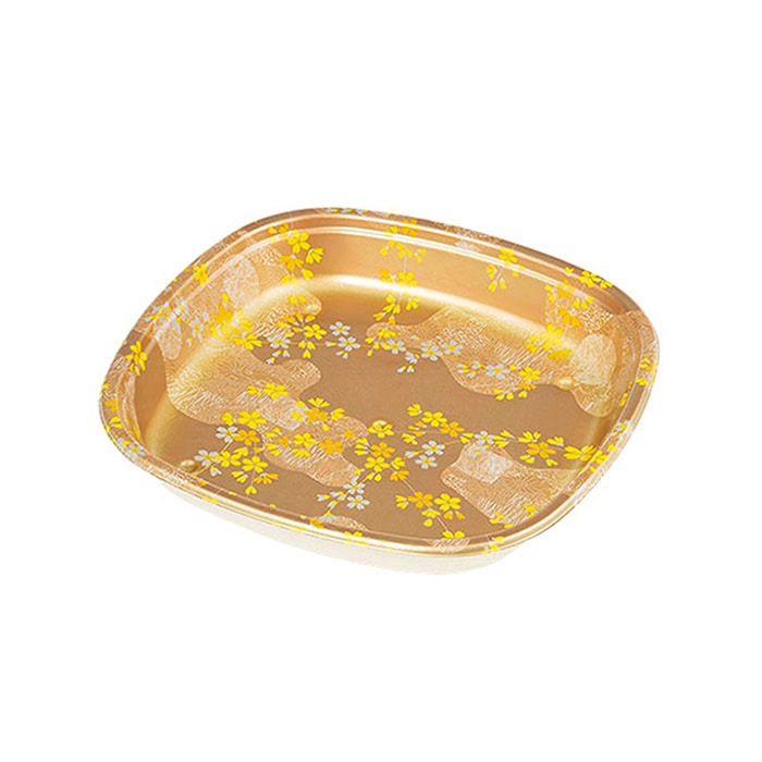 ケーピープラテック バガス寿司容器 KB角桶 本体 3人前 金桜 10枚/袋（ご注文単位16袋）【直送品】