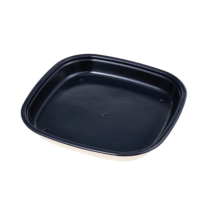 ケーピープラテック バガス寿司容器 KB角桶 本体 4人前 黒 10枚/袋（ご注文単位10袋）【直送品】