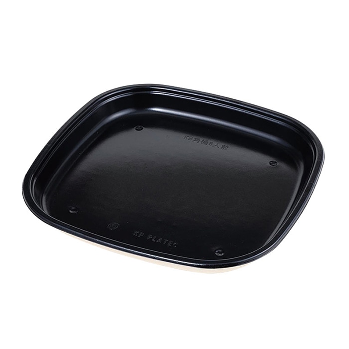 ケーピープラテック バガス寿司容器 KB角桶 本体 6人前 黒 10枚/袋（ご注文単位10袋）【直送品】