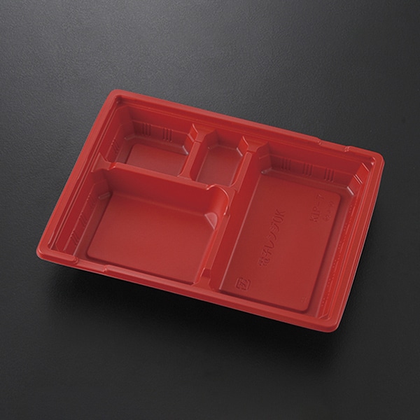 ケーピープラテック 弁当容器 KIP-7 フタセット 赤黒 50枚/袋（ご注文単位12袋）【直送品】