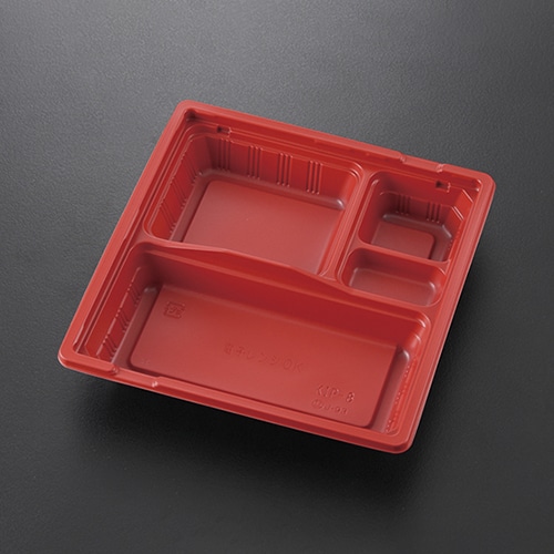 ケーピープラテック 弁当容器 KIP-8 フタセット 赤黒 50枚/袋（ご注文単位12袋）【直送品】