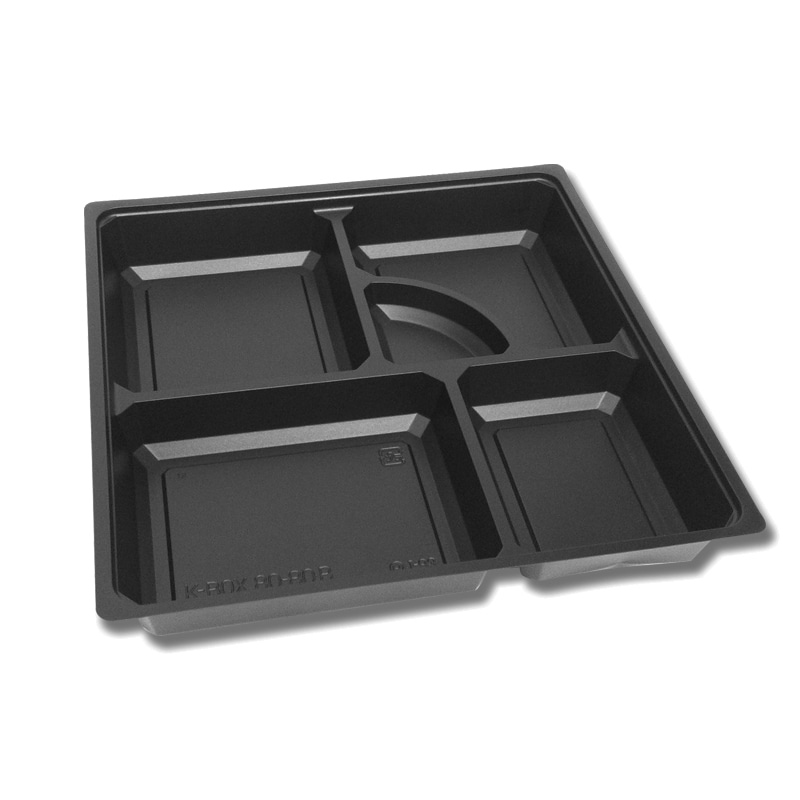ケーピープラテック 弁当容器 K-BOX 中仕切 80-80B 黒 50枚/束(ご注文単位12束)【直送品】