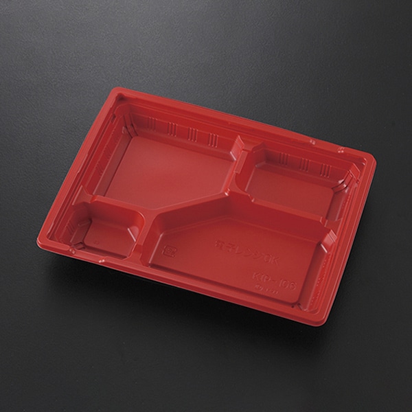 ケーピープラテック 弁当容器 KIP-106S 本体 赤黒 50枚/袋（ご注文単位18袋）【直送品】