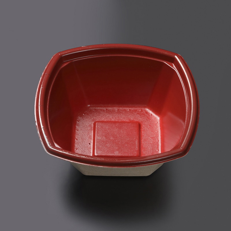 ケーピープラテック パルプモールド丼容器 KMPランチ―8 レッド 50枚/袋（ご注文単位12袋）【直送品】