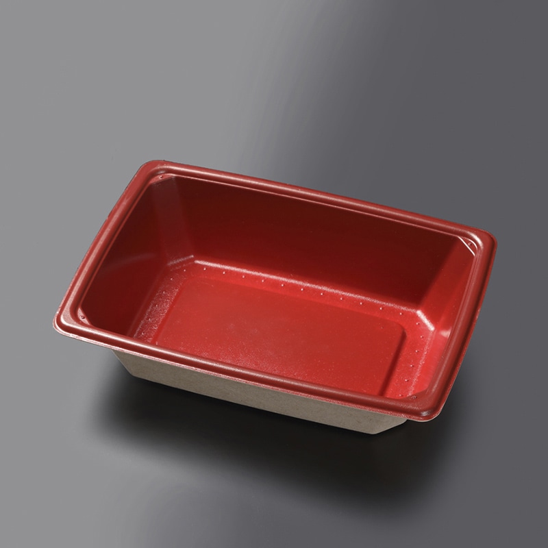 ケーピープラテック パルプモールドお重容器 KMPランチ―10 レッド 50枚/袋（ご注文単位8袋）【直送品】