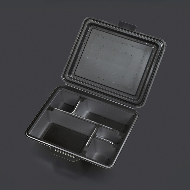 ケーピープラテック 一体折弁当容器 KM-56 ブラック 25枚/袋（ご注文単位12袋）【直送品】