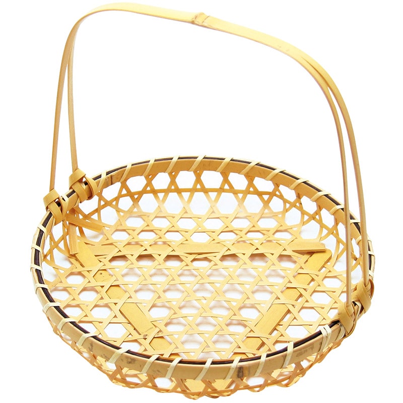 神堂 盛り付け篭 百合竹手付 大 14507 白 1個(ご注文単位1個)【直送品】