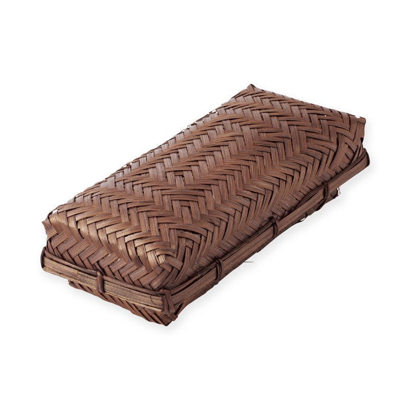 神堂 竹カゴ　茶染アジロBOX 細  1個（ご注文単位5個）【直送品】