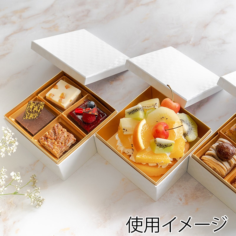 神堂 食品対応貼箱 KAMI-CASE 本体・蓋セット ミディアム 市松白 04795 1個(ご注文単位100個)【直送品】