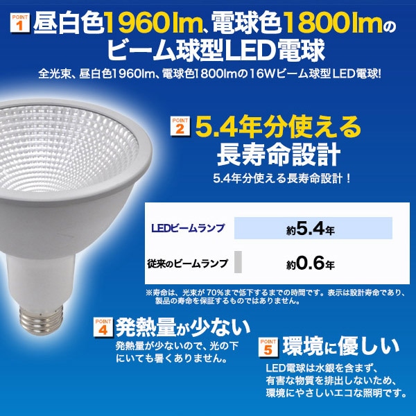 プラタ LEDビーム電球 口金E26 16W 電球色 31W-LDR16L 1個(ご注文単位1個)【直送品】