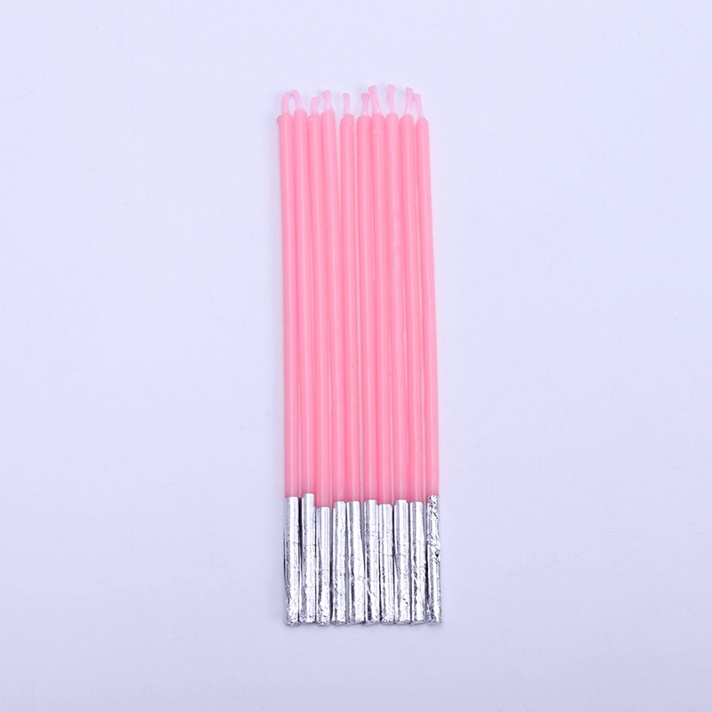 cotta キャンドル　13cmミニスリムシルバー巻き 10本 51518　パステルレッドライトピンク 1束（ご注文単位1束）【直送品】