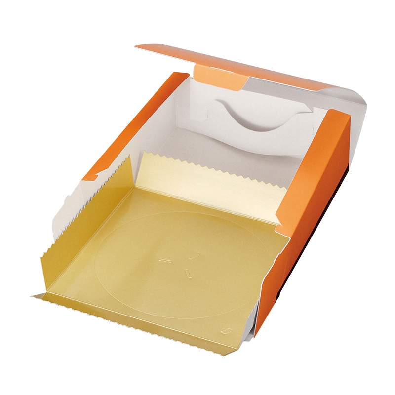 cotta ケーキ箱 パイケース トレーなし 4号 77314 オレンジ 10枚/束(ご注文単位1束)【直送品】