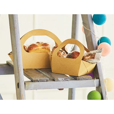 cotta 柄付きギフト箱 カフェバスケット S 90473 クラフト 10枚/束(ご注文単位1束)【直送品】