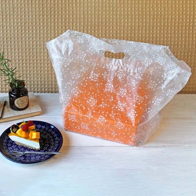 cotta 手提ポリ袋 小 5349　フローラル白 100枚/袋（ご注文単位1袋）【直送品】