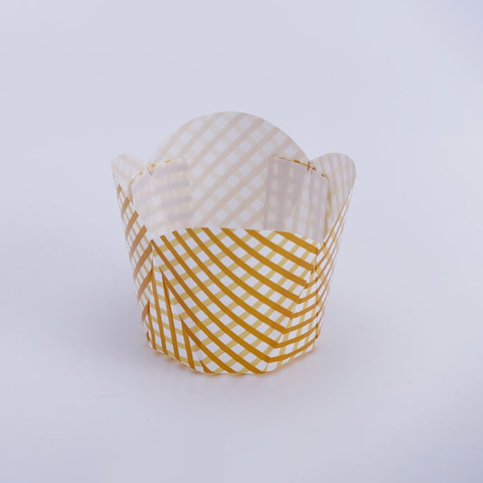 cotta フラワーカップ　KM7-50  50950　チェック茶 100枚/束（ご注文単位1束）【直送品】