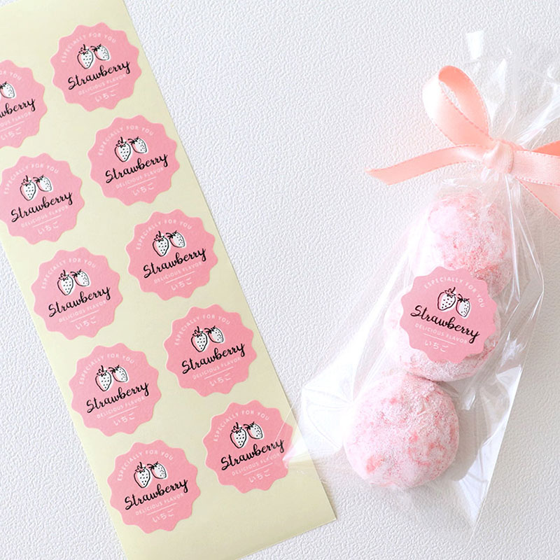cotta 波型フレーバーシール  92112　いちご 100枚/束（ご注文単位1束）【直送品】
