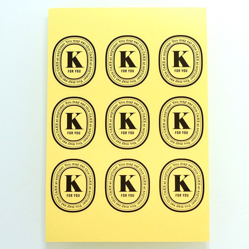 cotta 透明イニシャルシール 92524 K 10枚/束(ご注文単位1束)【直送品】