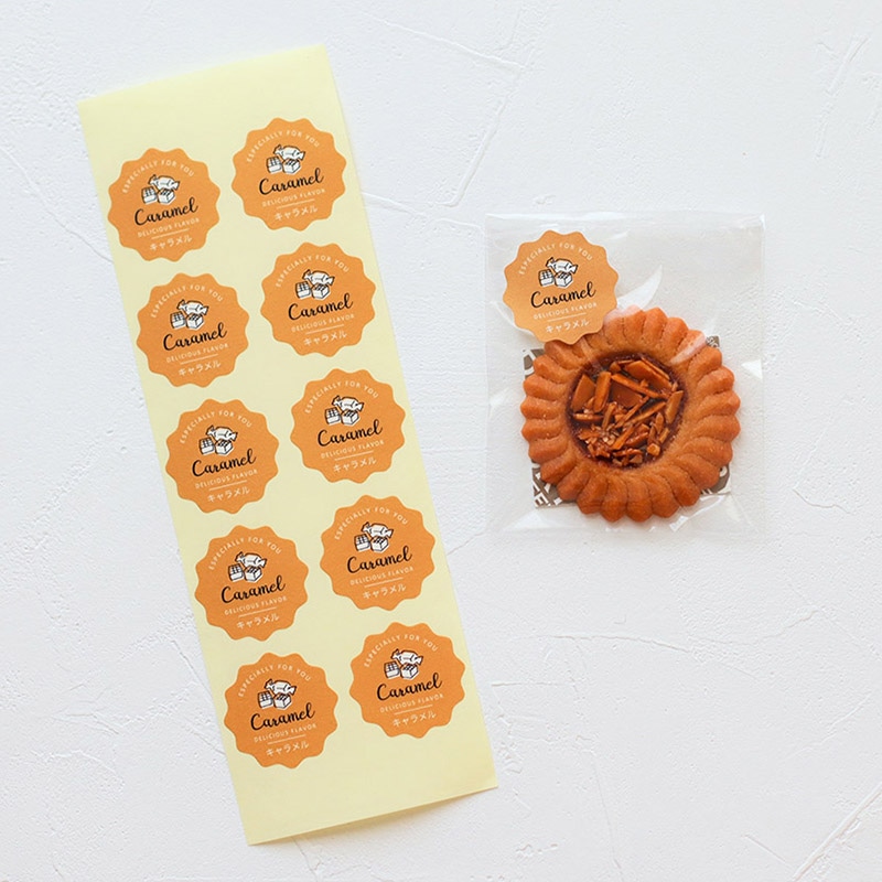 cotta 波型フレーバーシール  94033　キャラメル 100枚/束（ご注文単位1束）【直送品】