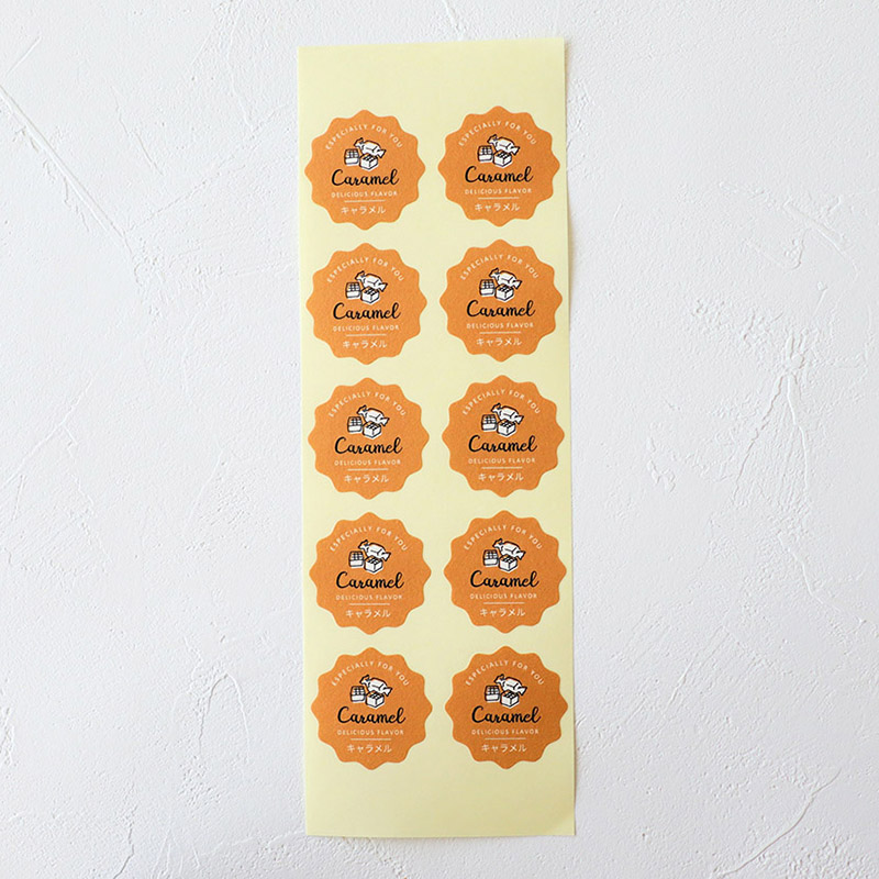 cotta 波型フレーバーシール  94033　キャラメル 100枚/束（ご注文単位1束）【直送品】