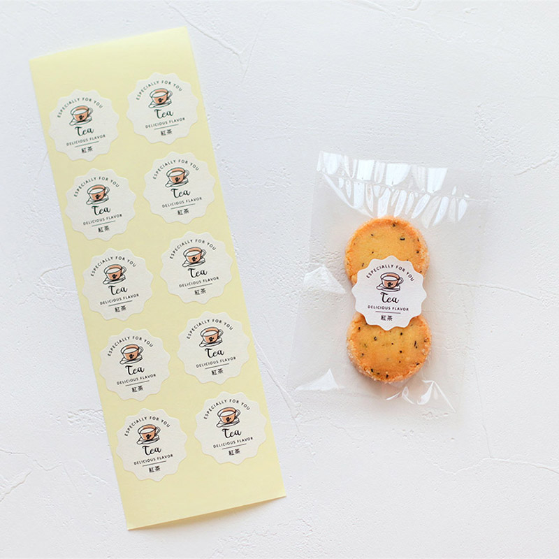 cotta 白地フレーバーシール波型  94039　紅茶 100枚/束（ご注文単位1束）【直送品】