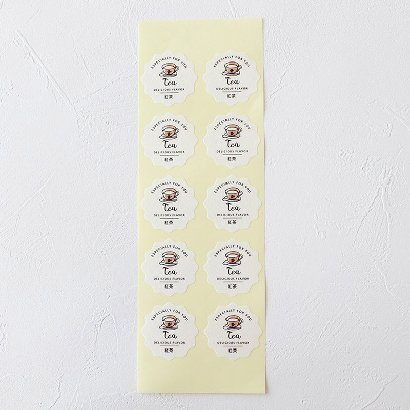 cotta 白地フレーバーシール波型  94039　紅茶 100枚/束（ご注文単位1束）【直送品】