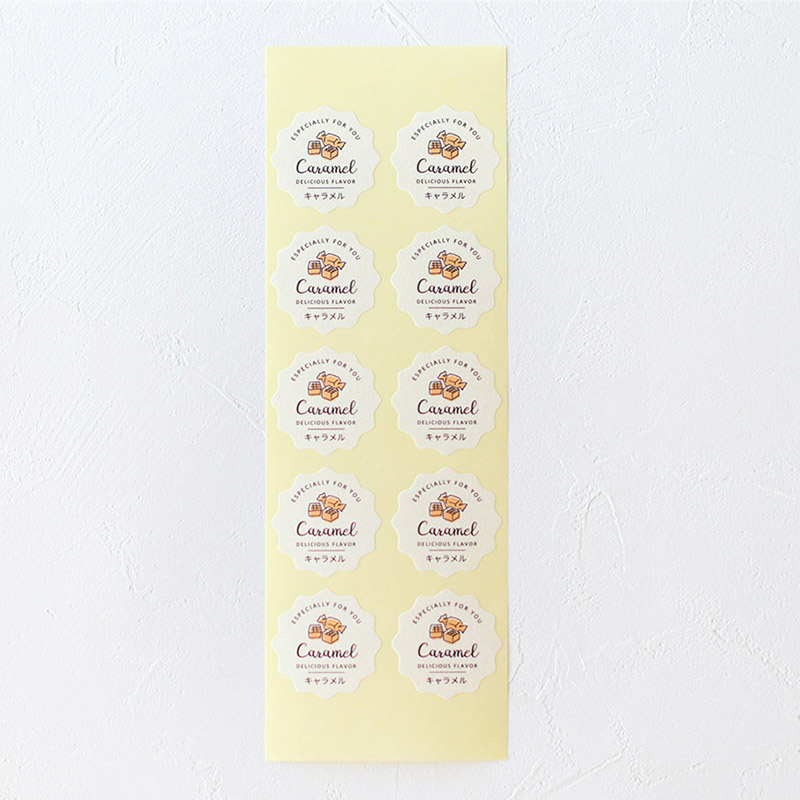cotta 白地フレーバーシール波型 94043 キャラメル 100枚/束(ご注文単位1束)【直送品】