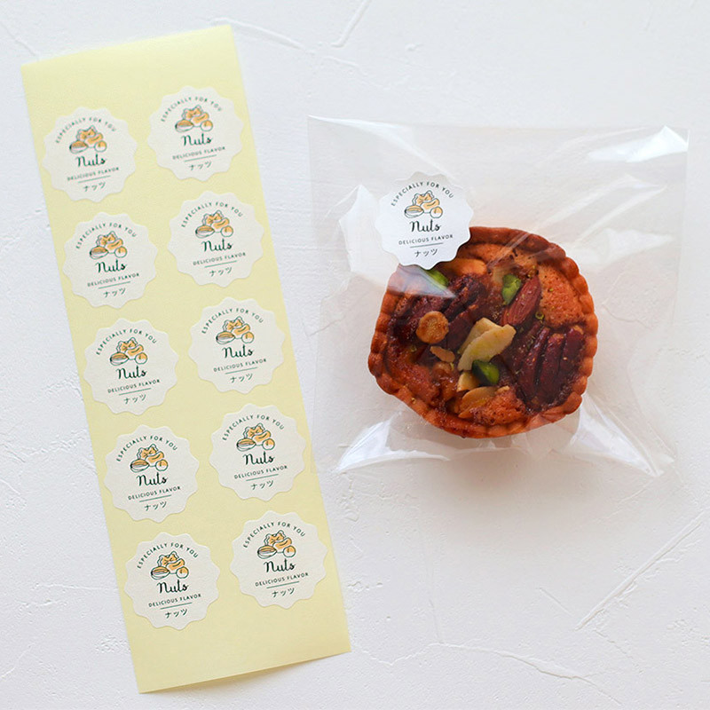 cotta 白地フレーバーシール波型  94046　ナッツ 100枚/束（ご注文単位1束）【直送品】