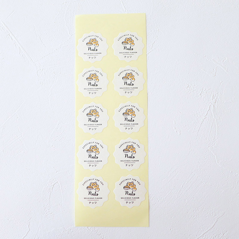 cotta 白地フレーバーシール波型  94046　ナッツ 100枚/束（ご注文単位1束）【直送品】