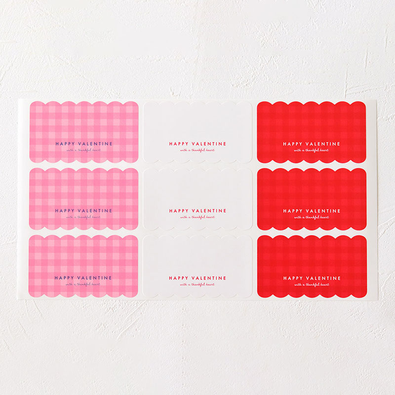 バレンタイン　ヘッダーシール もこもこ　3種アソート　9片 97530 10冊/束（ご注文単位1束）【直送品】