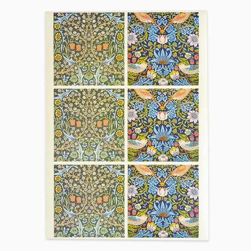 ヘッダーシール　ウィリアム・モリス柄　いちご泥棒 6片 97953 10冊/束（ご注文単位1束）【直送品】