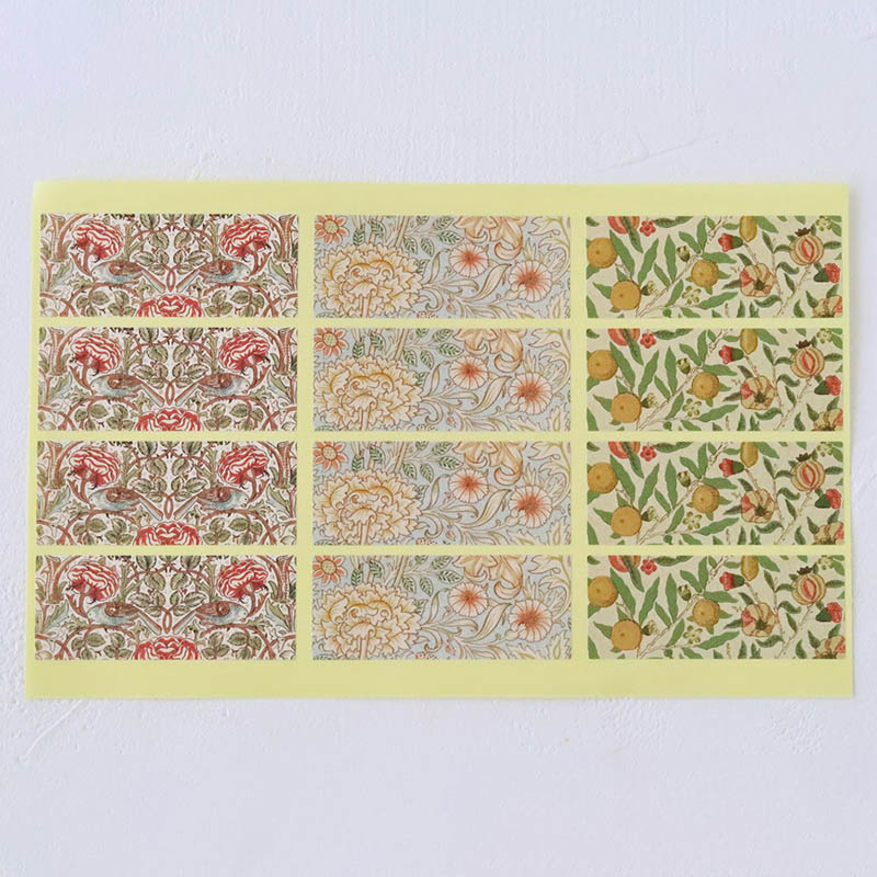 シール ウィリアム・モリス柄 フルーツ 3柄×4片 98070 10冊/束(ご注文単位1束)【直送品】