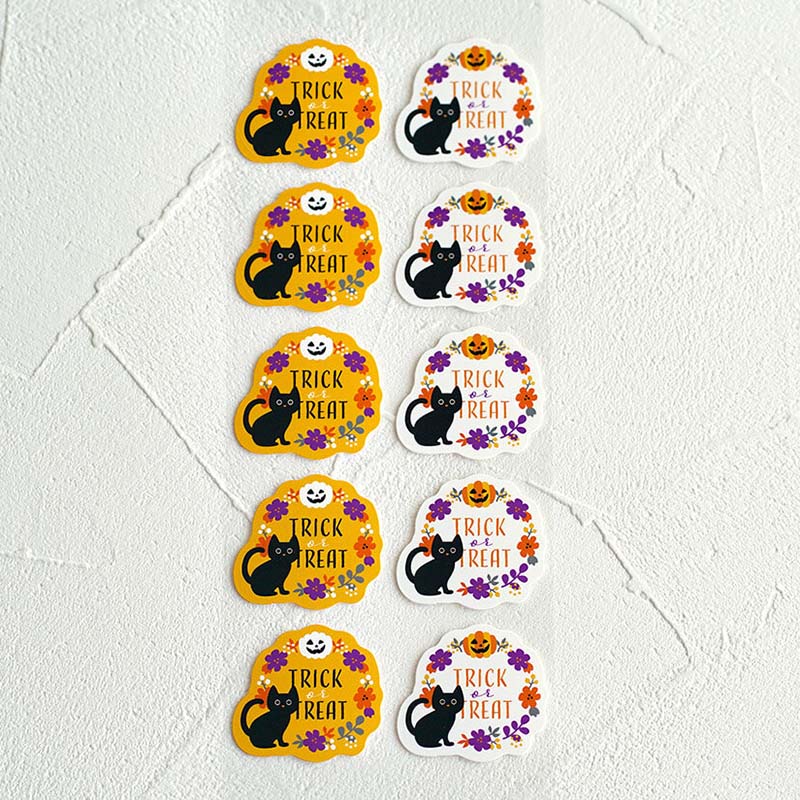 ケーキピック　黒猫とお花　2柄×5片  95873 10冊/束（ご注文単位1束）【直送品】