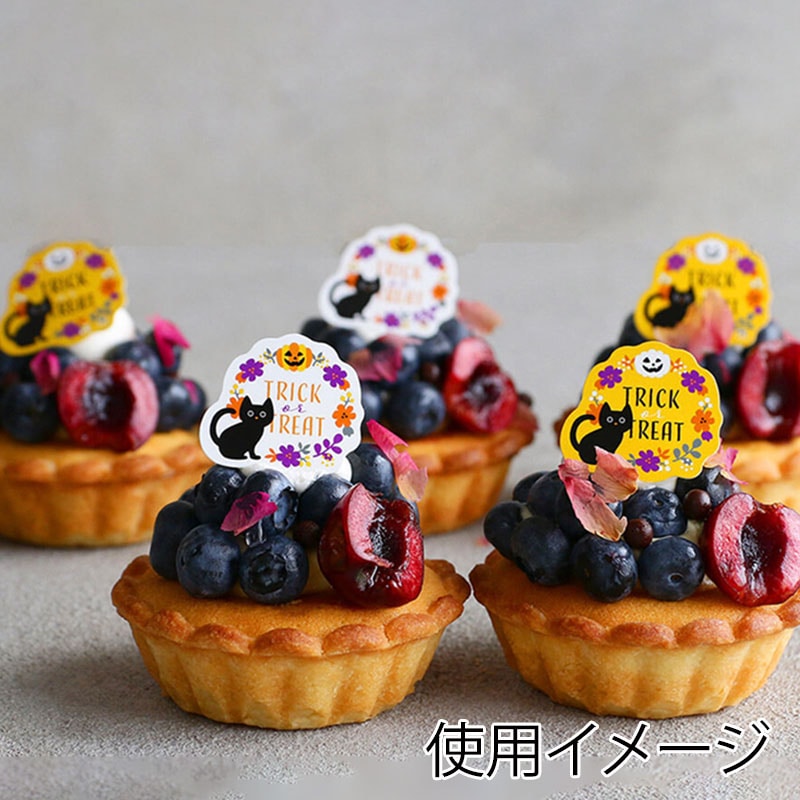 ケーキピック　黒猫とお花　2柄×5片  95873 10冊/束（ご注文単位1束）【直送品】