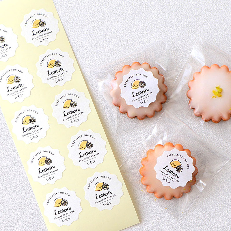 cotta 白地フレーバーシール波型 92139 レモン 100枚/束(ご注文単位1束)【直送品】