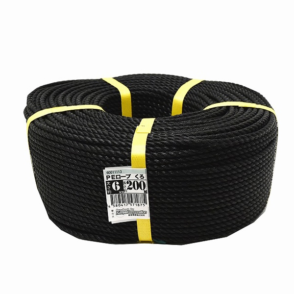 紺屋商事 PEロープ くろ 6mm×200m 00020013 1巻（ご注文単位1巻）【直送品】