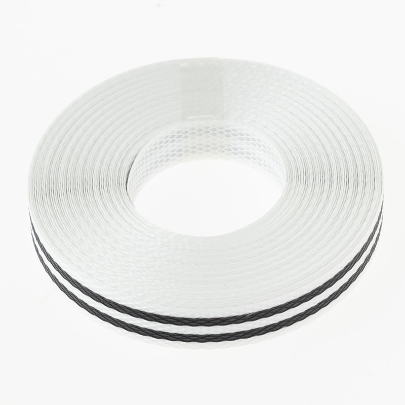 紺屋商事 PPバンド 手締め用 15mm幅 10m 白黒ストライプ 00321110 1巻（ご注文単位1巻）【直送品】