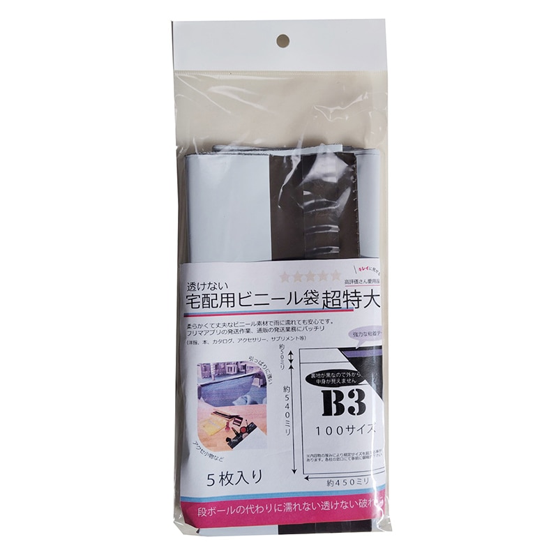 紺屋商事 透けない宅配用ビニール袋 超特大 B3 3L 3枚入 01040110 1パック（ご注文単位1パック）【直送品】